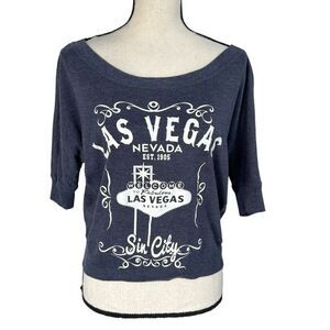 Zenana Outfitters Medium Top Graphic Dolman Sleeve Boat Neck Las Vegas Sin City